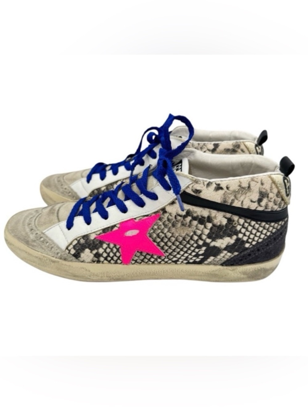 Golden Goose Mid Star Rock Snake Fuxia Star Sneakers Size 10